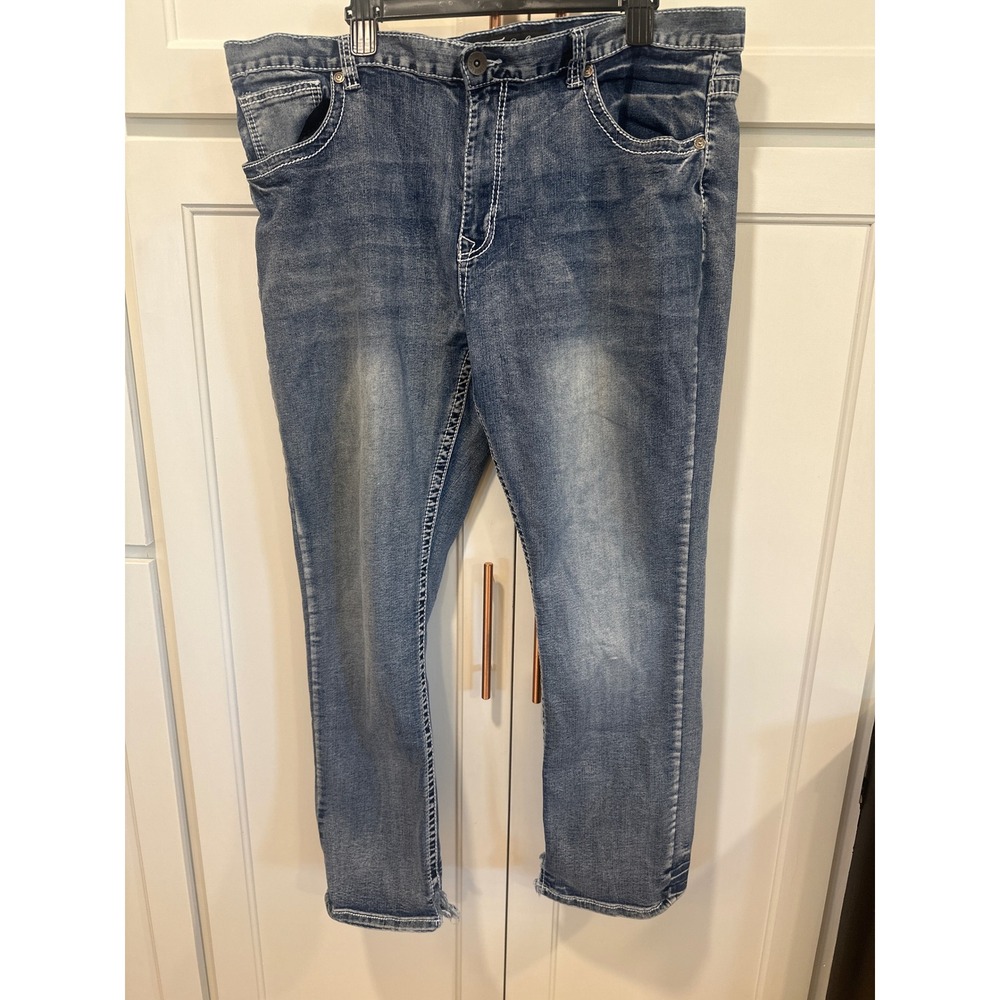 True Luck Mens Relaxed Fit Medium Wash western Denim Jeans Blue 42x32 work